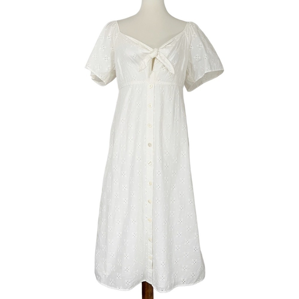 Madewell Eyelet Tie-Front Midi Dress - Picture 5 of 12